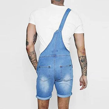 2021 Uus Mens Fashion Denim Dungaree Tunked Trakside Jumpsuits Denim lühikesed Püksid, Rinnatüki Mees Suspender Püksid Streetwear nööpidega Taskud