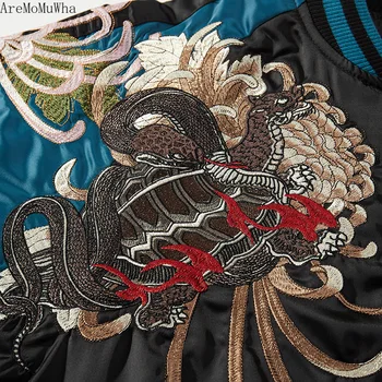 Tikitud Meeste Pesapalli Krae Kampsun Puuvillane Jakk Plus Cotton Yokosuka Dragon Suzaku Tikitud Valge Tiiger Winte Mantlid