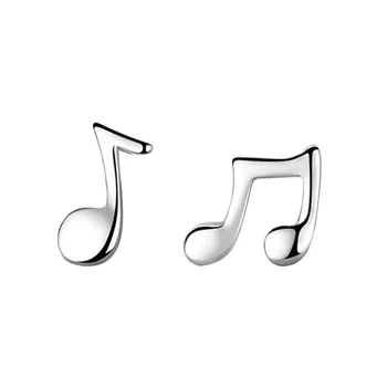Korea Versioon Asümmeetrilise Muusikaline Märkus Kõrvarõngad Naine Trend Loominguline Peksmine Muusika Sümbol Hõbedane Värv Kõrva Ehteid