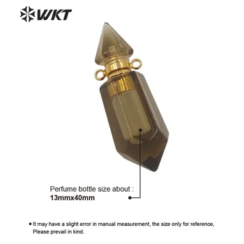WT-P1638 Hulgi-kuld, roostevaba teras topelt punkti vaimu kvarts eeterlikku õli pudel, naiste sooja kuld parfüümi pudeli ripats