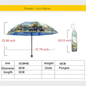 Kokkukäiv Vihmavarju õlimaal Pariisi Tänaval Vihmavarju Naiste 10K Päikesevarju hõbetatud UV-Anti-UV Topelt Vihmavari Väljas Kaasaskantav