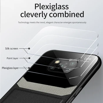 Põrutuskindel Puhul Xiaomi Mi POCO X3 NFC Luksus Nahk PU Peegel Klaas Telefoni tagakaas POCO X3 Pro M3 F3 Retro Juhtudel