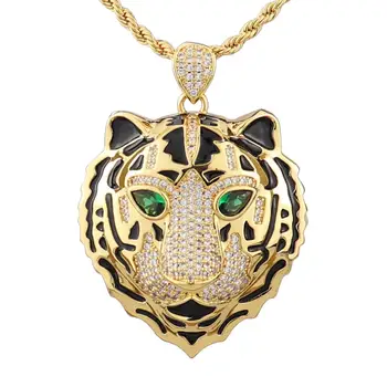 Classic tiger head copper zircon jewelry hip hop rock style dance party fashion gift DP0001
