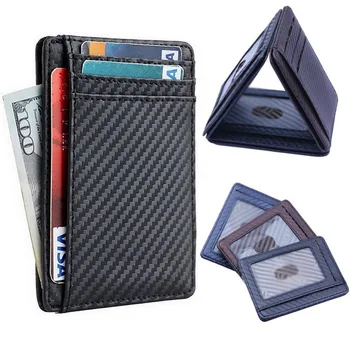 Mood Pu Nahk süsinikkiust Rahakott Kaardi Omaniku Juhul Tasku Nahast ID Block Raha kotid, ID-Kaart Rahakoti Omanik Kohtuasjas