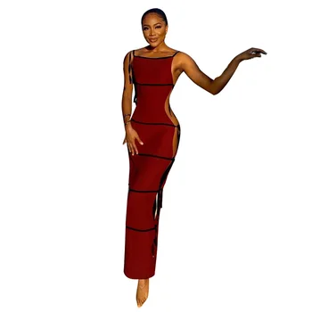 QuanRun Mood, Seksikas, Elegantne Naiste Koo Varrukateta Õõnes Välja Pikk Kleit Slim Femmel Riided Partei Klubi Streetwear 2021