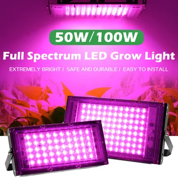 LED Grow Light 50W 100W LED Tulvaprožektor AC220V Täieliku Spektri Lamp Hüdropooniline Taime Õied Puukooli Istikuid Kasvu Valgustus