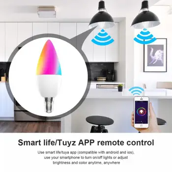 Smart WiFi Pirn Valgust RGB +W+C LED Küünal Pirn E14 Juhitava Valguse Smart Elu / Remote hääljuhtimine Kooskõlas Tuya Alexa