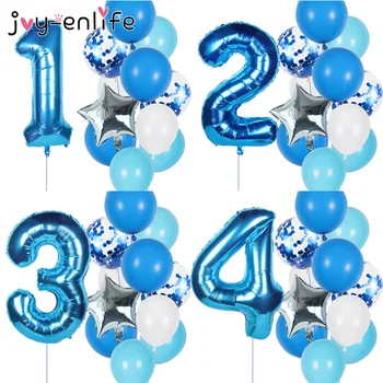 12tk Poiss Sünnipäeva Sinised Õhupallid Set 40inch Number Foolium Õhupalli Kaunistamiseks Beebi Dušš 1. Sünnipäeva Õhupalli Poiss Eelistavad