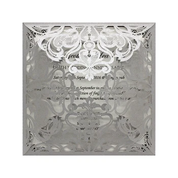 10 Komplektid Silver Laser Cut Luksus Flora Pulm Kutsed Kaardi Elegantne Pits Kasuks Printida Ümbrikud Pulmapidu Teenetemärgi Kaardid