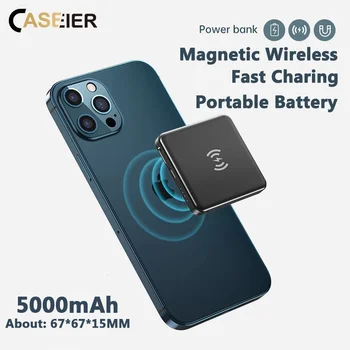 CASEIER Magnet Traadita Power Bank For iPhone 12 Pro Max Mini Mag Ohutu Kaasaskantav Laadija, Väline Aku Väike Powerbank