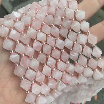 Looduslikust Kivist Lihvitud Rhombus Kuju Tõusis Quartzs Kristall Helmed 10mm 15
