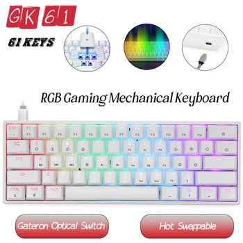 Geek Kohandatud GK61 61 Võtmed RGB Mängude Mehaaniline Klaviatuur kiirvahetus Gateron Optiline Lüliti Tüüp-C Traadiga Klaviatuurid TK