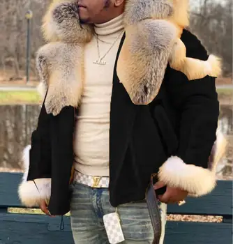 2020. aastaks Meeste talve jope meeste nahk jope, suure Karvase krae karv meeste soe lisada vill Tegumoega Outwear chaquetas hombre
