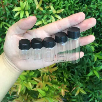 Läbimõõt 22mm Selge Klaas Purgid Must Plastikust kate 5ml, 6ml 7ml 10ml 14ml Klaasjate Käsitöö eeterlikku Õli Pudel Parfüümi Viaali 100tk