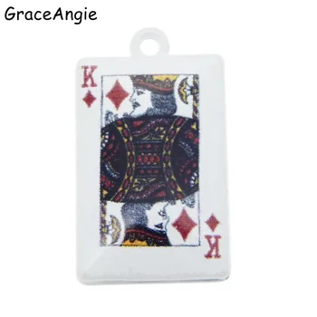 GraceAngie 5TK Sulamist Pokkeri Kaardi Ripats Võlu Labidad Kuninganna Monogramm Ripats Ehete Tegemise Võlusid Kuningas Poker DIY Tulemused