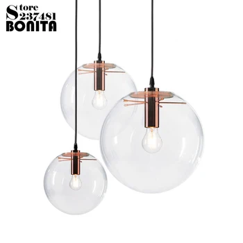 Kaasaegne minimalistlik Trigeminal klaasist palli rippuvad tuled magamistuba Mull läbipaistvast klaasist kera ripats lamp põhjamaade LED droplight