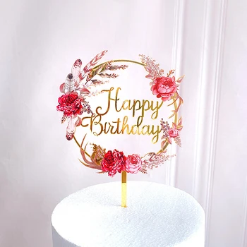 Happy Birthday Cake Torukübar Akrüül Kirja Cake Toppers Partei Asjade Sünnipäevaks Must Kook Dekoratsioonid Kristalliseerunud Baari Tarvikud