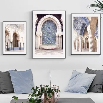 Maroko Araabia Arhitektuur Islami Mošee Seina Art Lõuend Maali Nordic Plakatid Ja Pildid Seina Pildid Elutuba Decor