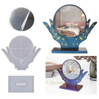 DIY meik peegel Epoksüvaik Plaadi küljest desktop peegel Dekoratiivse Plaadi Kujul, epoksü Tarvikud Ehted