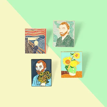Geenius Maalikunstnik Van Gogh Emailiga Pin Kohandatud Art Pintsel Õli Maali Prossid Pääsme Särk Rinnamikrofon Pin-Luku Ehted Kingitus Sõbrale