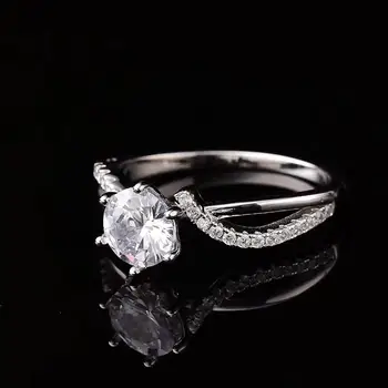 Valge D Moissanite Teemant Rõngad S925 Hõbe Rõngad 1ct(6.5 mm) kihlasormus Naiste Trahvi Ehteid koos Sertifikaadiga