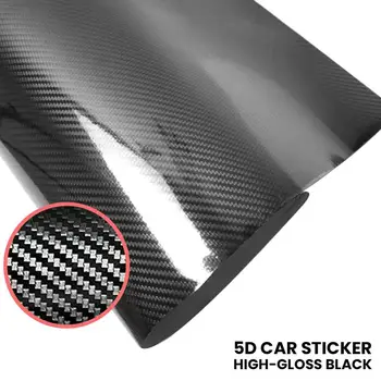 Multifunktsionaalne Praktiline Auto Kleebis Stiil Läikiv Must 5D Carbon Fiber Vinyl film Auto Wrap DIY Auto Tuuning Osa Kleebis
