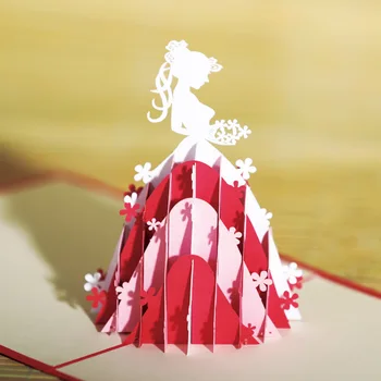 Loominguline Kolmemõõtmeline õnnitluskaart Pruut 3D Paber Nikerdamist Printsess õnnitluskaart Õõnes Custom Postkaardi Õnnistus Kaart