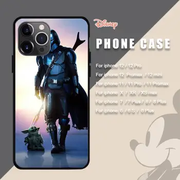 Disney Mandalorian ja Yoda Telefoni Juhul Coque Fundas Iphone 11 12 PRO MAX 6S 7 8 PLUS X-XR SE 2020 Must