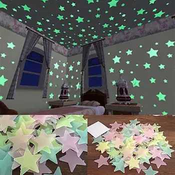100/40 Tk 3D Tähed tähistaeva Seina Kuma Kleebis LED Night Light Hõõguv Pimedas laualamp Tuba Kodu Kaunistamiseks Kleebis 2021