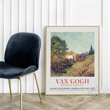 Vincent Van Gogh Muuseumi Näitus Plakat, Väike-Aia Maastik Lõuendile Maali, Vintage Maastiku Seina Pilt Home Decor