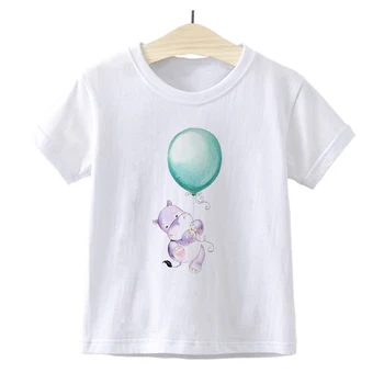 Armas Beebi Tops särk Väike Jõehobu Prindi Esteetiline Teismeliste Tüdrukute T-särgid Cartoon Mood Ulzzang Lapse Riided korea Kpop Casual