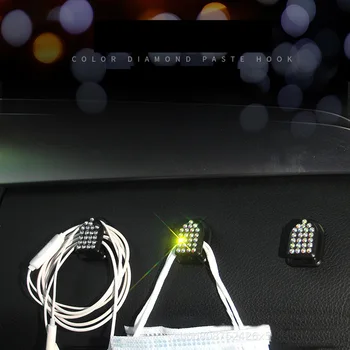 Loominguline Rhinestone Mini Auto Konksud Korraldaja Riidepuu jaoks, USB Kaabel, Kõrvaklappide Võti Ladustamise Auto Liim Konks Bling Auto Tarvikud