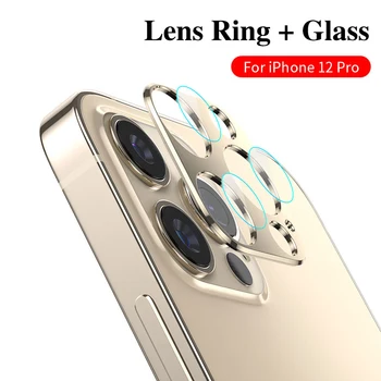 2-in-1 tagumine Kaamera Objektiiv Karastatud Klaas IPhone 12 Pro Max Metallist Kaitse Kaamera Ekraani Kaitsekile IPhone 12 Mini Pro