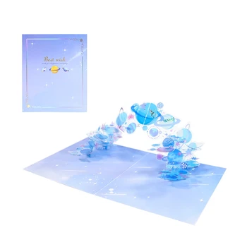 3D Pop-up Christmas Crystal Planet õnnitluskaardid Sünnipäev Postkaardid Kutsed 11UA