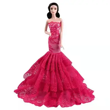 Mood Fishtail Off-Õla Riided Barbie Nukk Aksessuaar Pool Kleit Printsess Merineitsi Vestidoes Pulm Kleit 1/6 BJD Mänguasjad