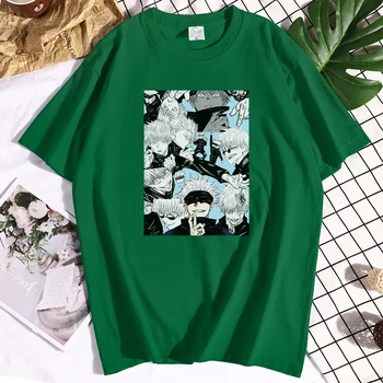 Puuvill Satoru Gojo Jujutsu Kaisen Naljakas Mees Tshirt Lahti Regulaarne Varruka Riided Anime T-särk Vintage Design Tshirt Mehed