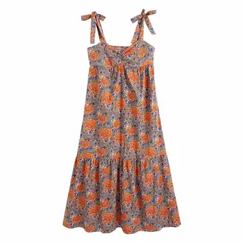 Kleit 2021 suvel uus ZA mood retro rihm trükkimine toru top naiste kleit mood stiilne vabaaja street noorte naiste dresss