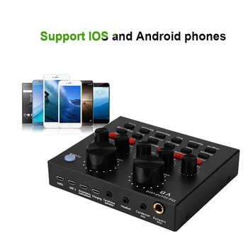 V8 helikaardi Audio Komplekt Liides Välisele Usb-Live Mikrofoni Heli Kaart Bluetooth-Funktsioon Arvuti Pc Mobiiltelefoni Laulab