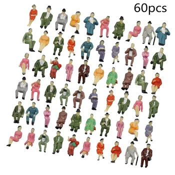 60pcs Kõik Istub 1:87 Värvitud Arvandmed Reisijate HO Skaala Istuvad Inimesed Liiv Tabel Mudel Kääbus Mini