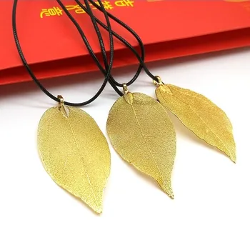 Tõeline Leaf Kaelakee, Kulla -, värv Looduslik Ripats Naiste Vintage Pika Ahelaga Maxi Ehted Boho Chic bijoux