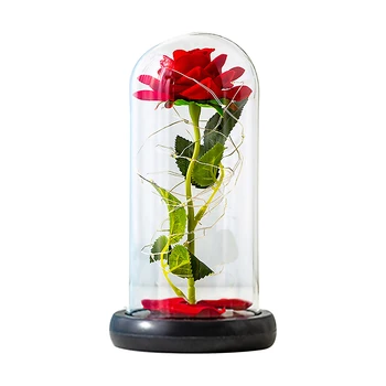 Igavene Punane Roos Lill, Lamp Unikaalne LED Klaasist Kuppel Võltsitud Kunstlik Roos Romantiline Kingitus Naistele Valentine Päev Aastapäeva