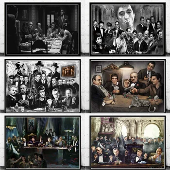 Vintage Dekoratiivsed Ristiisa Scarface Sopranos Filmi Plakatid ja Pildid Lõuendile Maali Seinale Kunsti Pildid, Kodu Kaunistamine