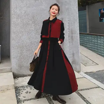 Korea Fashion Sügis-Talv Kleit 2021 Naiste Streetwear Jaapani Harajuku Pikad Varrukad Midi Kleit Punane Pluss Suurus Kleidid