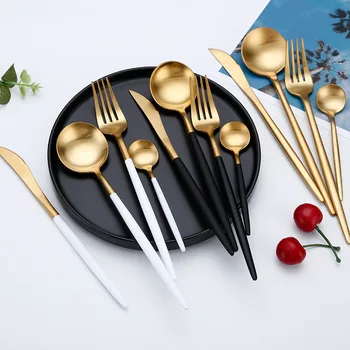 Lauanõude Komplekt Tablewellware Söögiriistade Komplekt Roostevabast Terasest Söögiriistade Kast Kuld Noad Kahvlid Lusikad Köök Dinnerware Komplekt