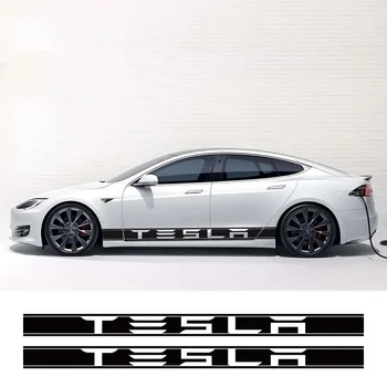 1Pair Car Styling Ukse Pool Talje Seelik Kleebised Välispinnast Keha Kleebised Triip Sisekujundus Teenetemärgi Tesla Model 3 X S наклейки