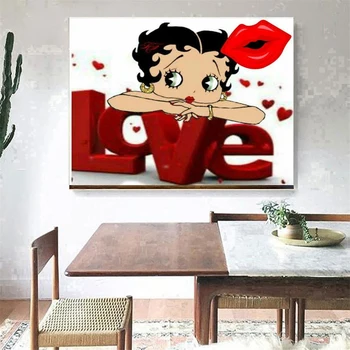 5D DIY Diamond Tikandid Cartoon Betty Boop Armastust Täis Teemant Maali ristpistes Diamond Mosaic Komplekt Näputöö Home Art
