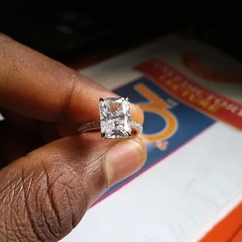 Igavene 925 Sterling Hõbe 4ct Radiant lõigatud Simuleeritud Teemant Pulm Kaasamine Kokteil Gemstone Rõngad Komplekti Naiste Ehted