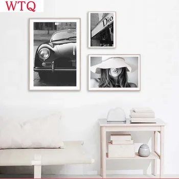 Põhjamaade Seksikas Naiste Plakat Must Valge Lõuend Maali Moe Kunst Prindi Vogue Dio Auto Seina Pilt Elutuba Home Decor