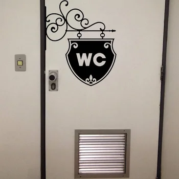 Vintage WC wc vannituba ukse seina kleebis Doorplate teenetemärgi vinüül home decor kleebised veekindel Wc märk seina kleebised
