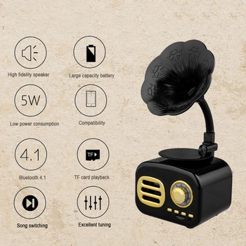 Uus Kaasaskantav Phonograph Bluetooth-ühilduva Juhtmeta Kõlar Parem Bass Vahemikus Retro Puidust Kaasaskantav Mini Kõlar
